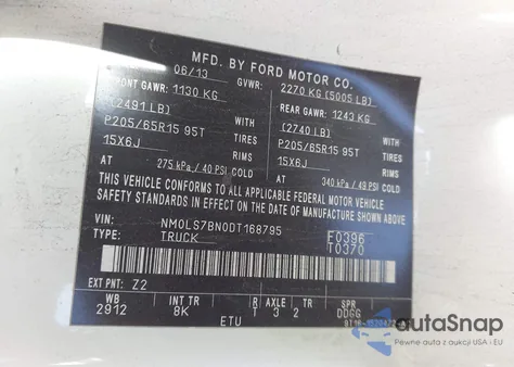 2013 Ford Transit Connect Xlt z USA, uszkodzony, nr VIN NM0LS7BN0DT168795